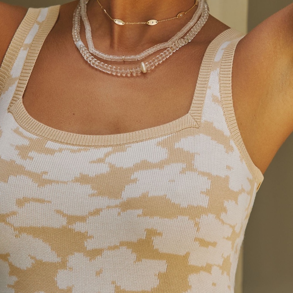 Anthropologie Cream and Tan Chemise with Floral Design - Picture 3 of 3